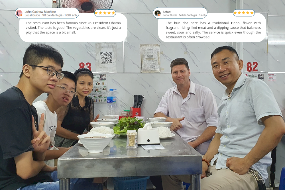 Bun Cha Huong Lien has received many positive reviews from diners on Google Reviews